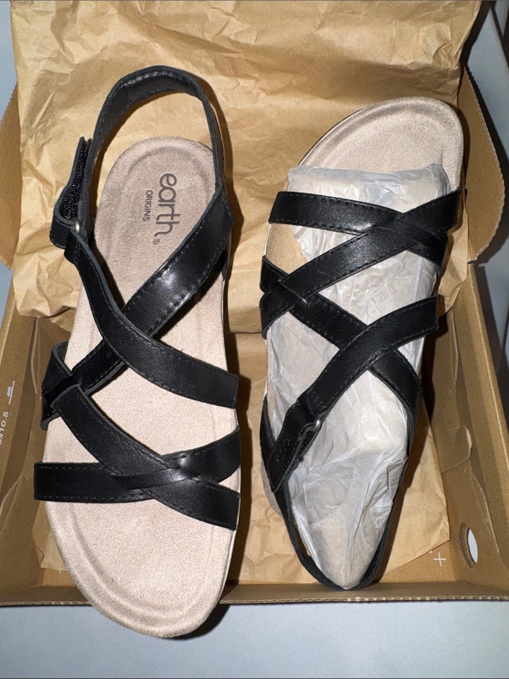 Earth Women’s Sterling Black Leather Strappy Comfort Sandals Size 8M, NEW in Box - Picture 3 of 11